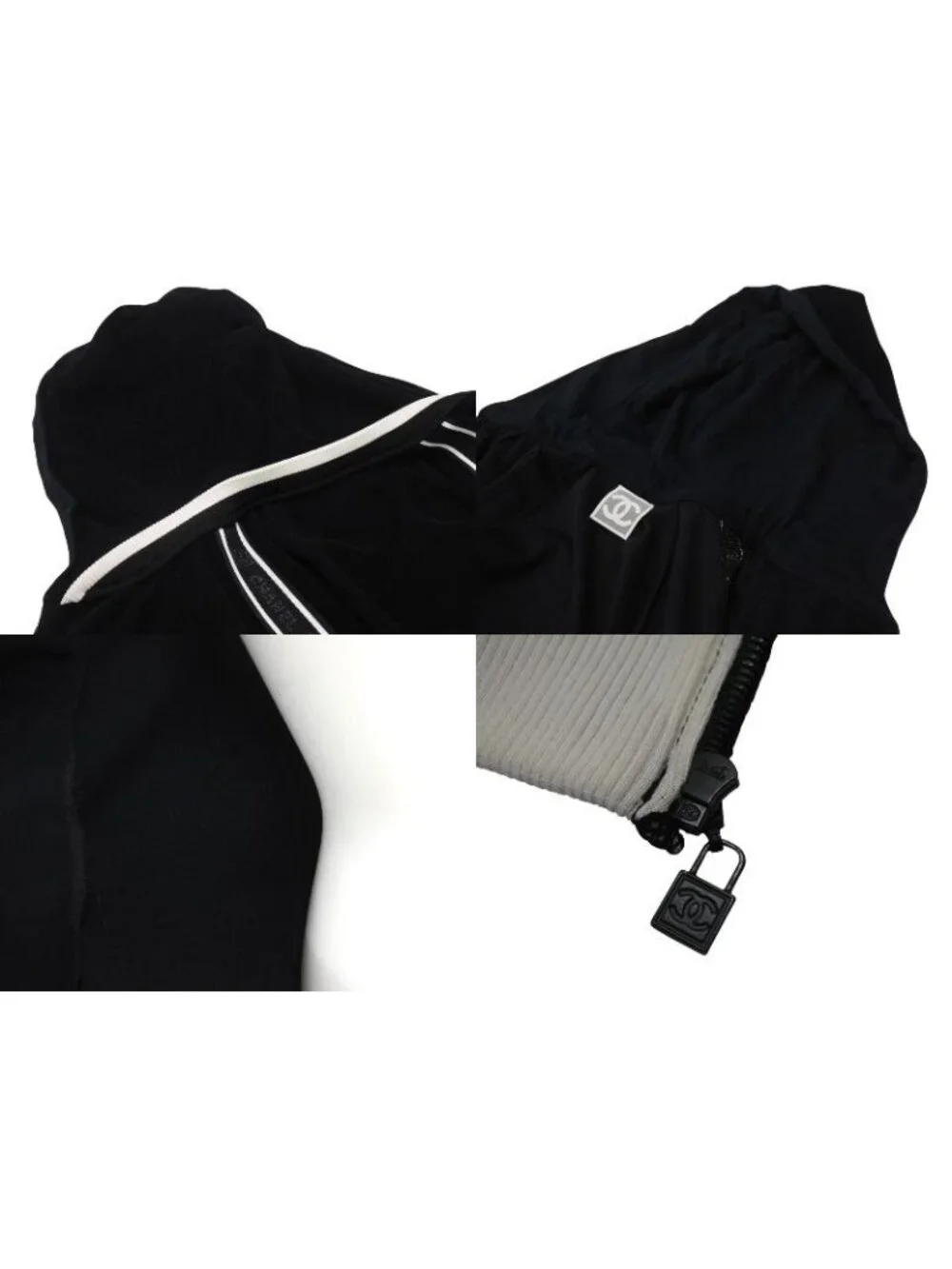 Chanel Sport Line Zip Up Hoodie CC Logo Pile Mesh 4 36